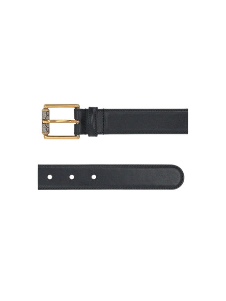 GG Supreme Canvas Smooth Leather Belt-GUCCI-JOHN JULIA