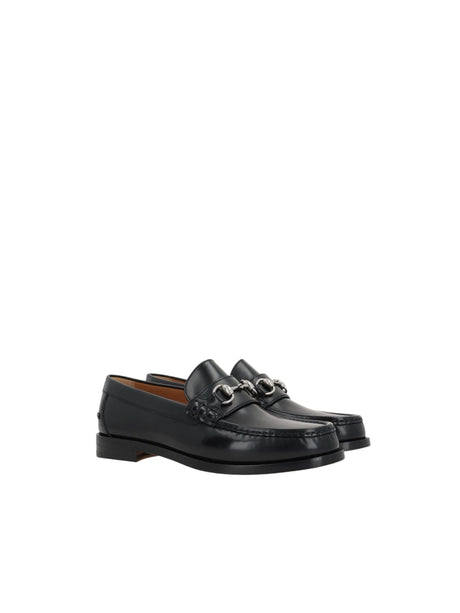 Horsebit Brushed Leather Loafers-GUCCI-JOHN JULIA