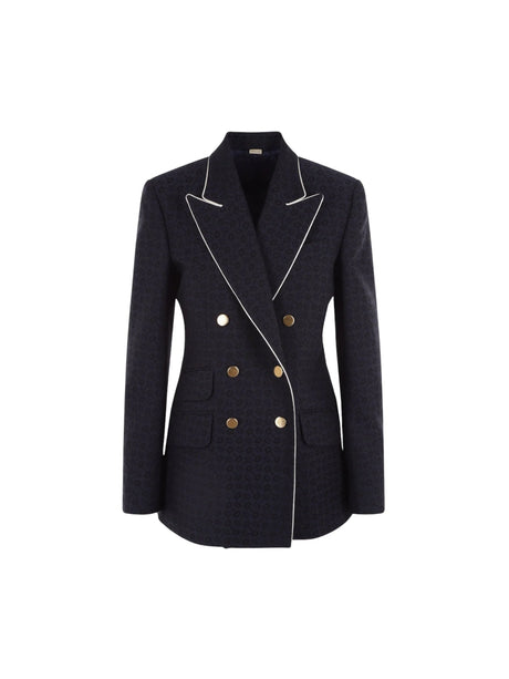 Horsebit Cotton Jacquard Jacket-GUCCI-JOHN JULIA