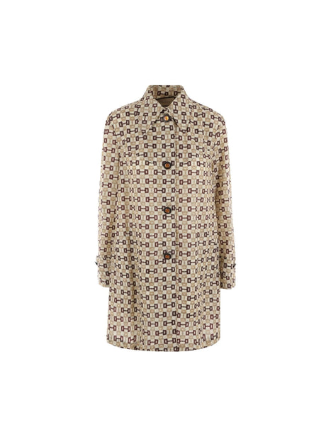 Horsebit Print Nylon Overcoat-GUCCI-JOHN JULIA