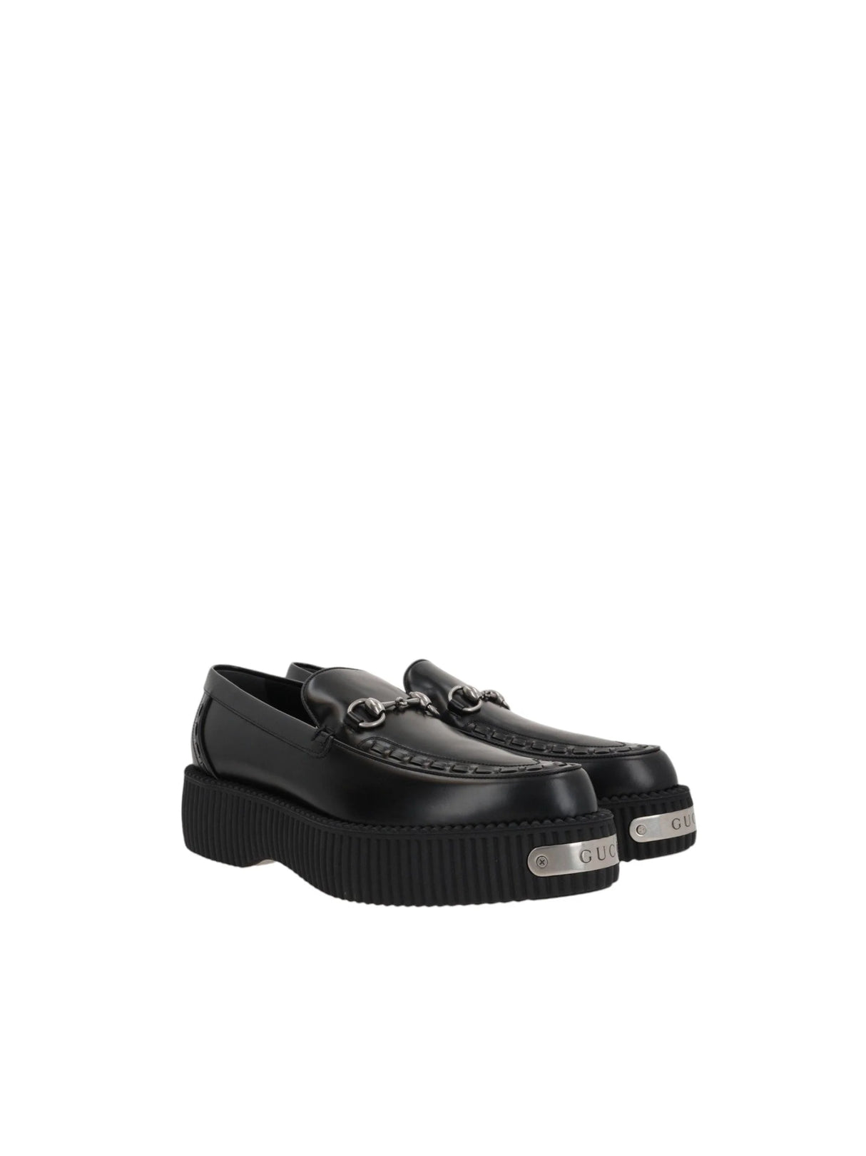 Horsebit Smooth Leather Creeper Loafers-GUCCI-JOHN JULIA