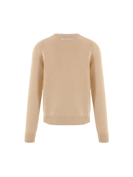 GUCCI-Logo Embroidered Wool Sweater-JOHN JULIA