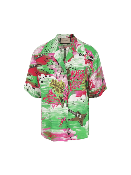 Ocean Print Viscose Bowling Shirt-GUCCI-JOHN JULIA