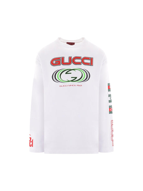 Oversize Cotton Long-sleeved T-shirt-GUCCI-JOHN JULIA