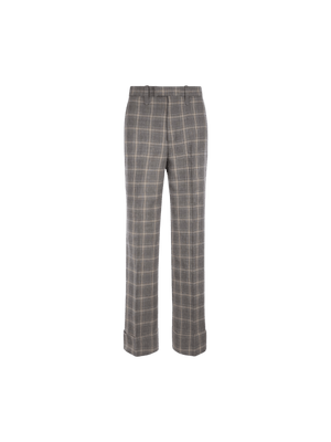 Prince Of Wales Wool Linen Blend Pants-GUCCI-JOHN JULIA