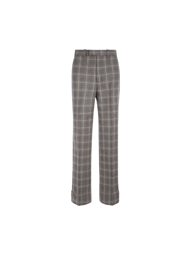 Prince Of Wales Wool Linen Blend Pants-GUCCI-JOHN JULIA