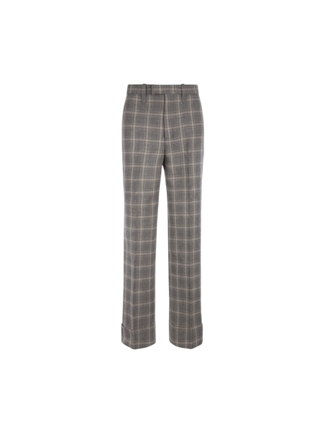 Prince Of Wales Wool Linen Blend Pants-GUCCI-JOHN JULIA