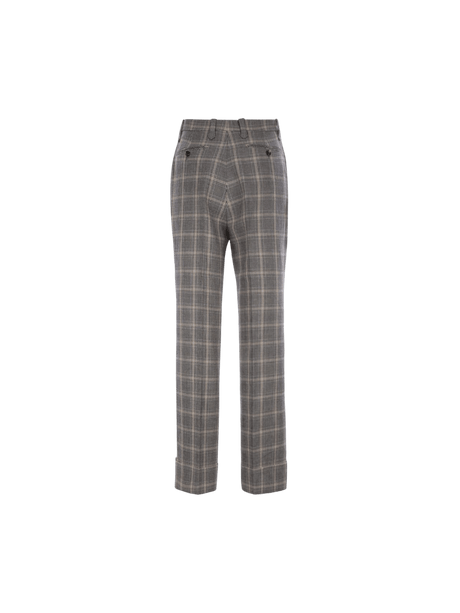 Prince Of Wales Wool Linen Blend Pants-GUCCI-JOHN JULIA