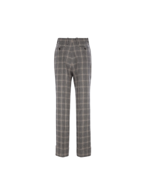 Prince Of Wales Wool Linen Blend Pants-GUCCI-JOHN JULIA