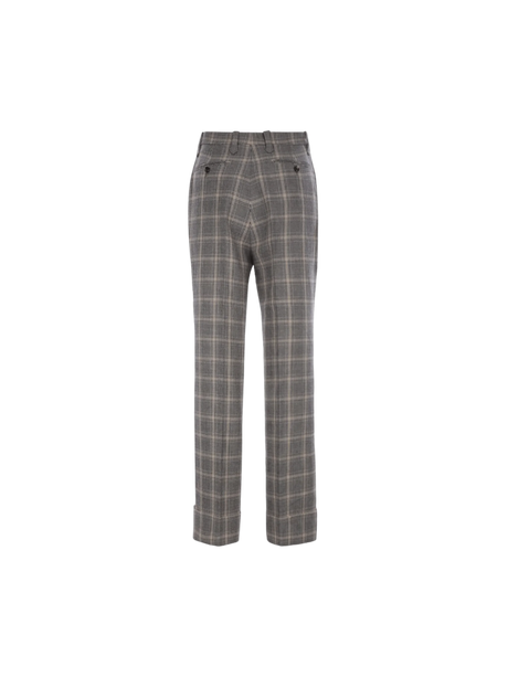 Prince Of Wales Wool Linen Blend Pants-GUCCI-JOHN JULIA