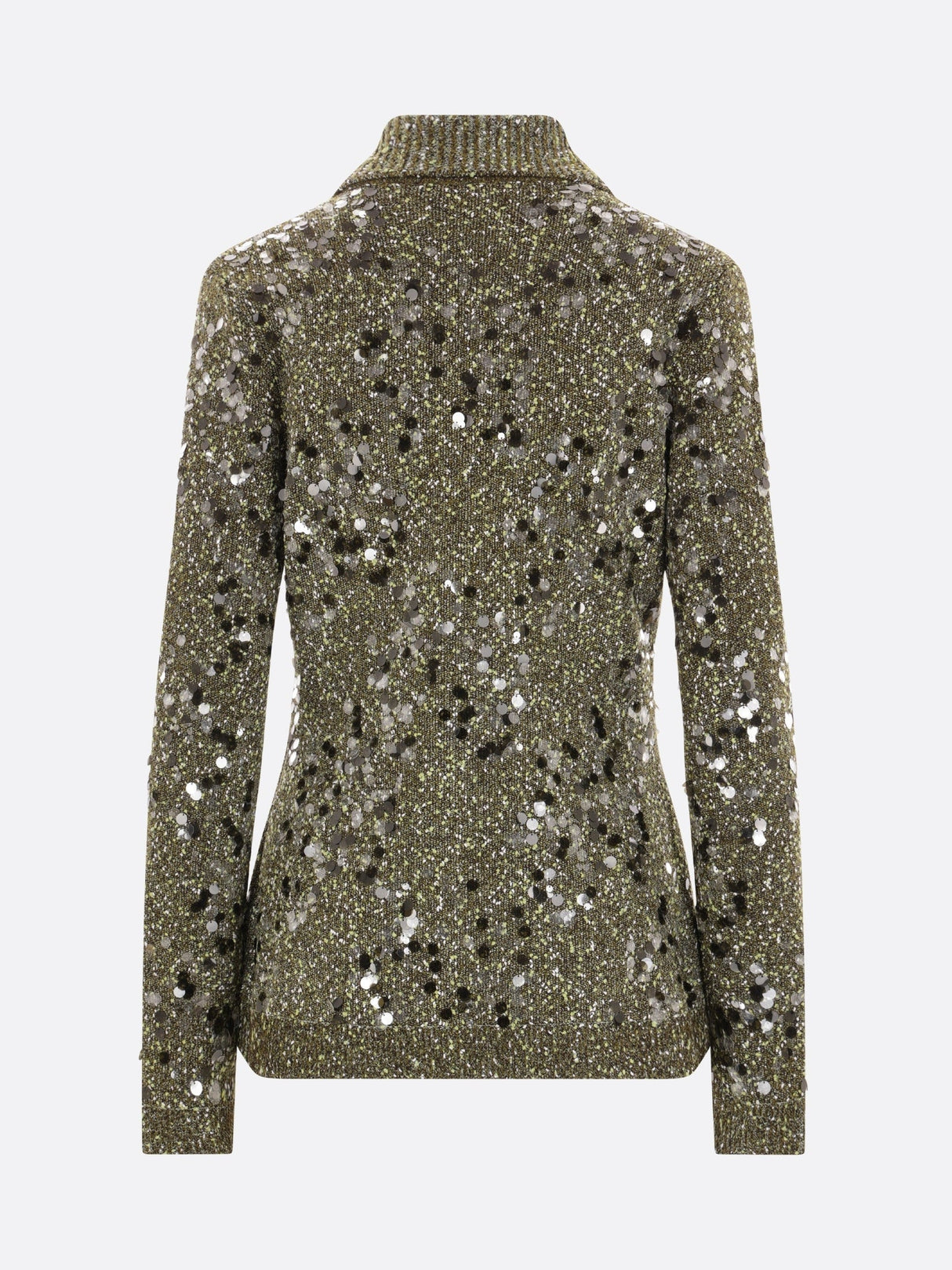 Tweed Blend Polo Cardigan With Sequins