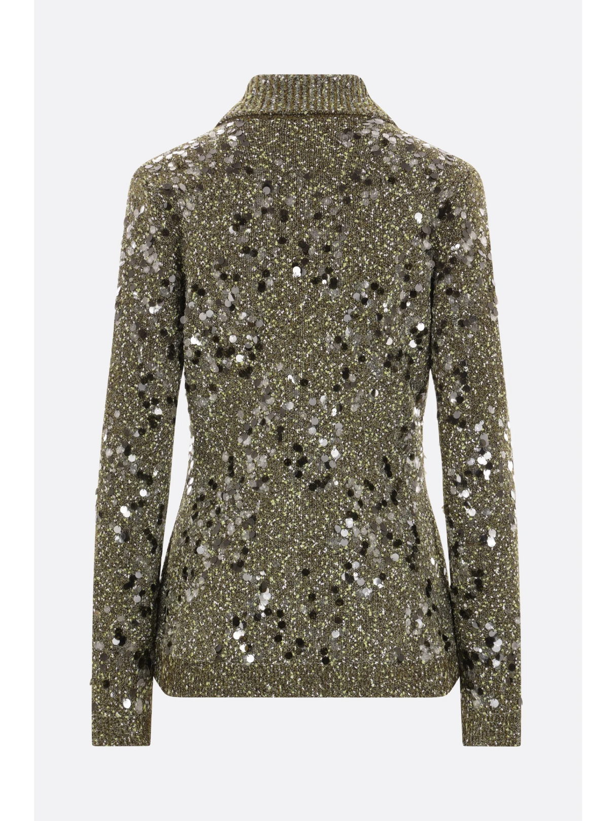 Tweed Blend Polo Cardigan With Sequins