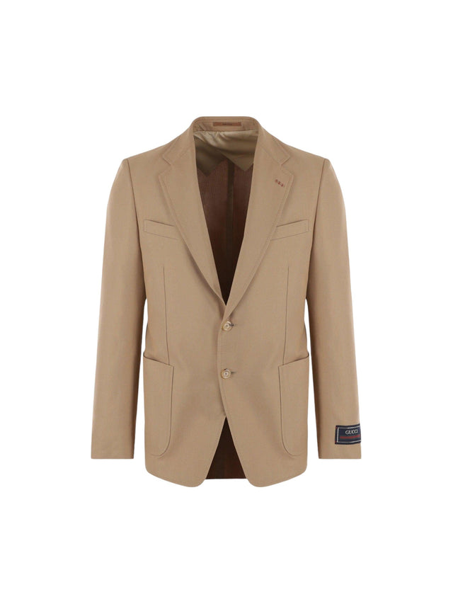 Single-breasted Cotton Gabardine Jacket-GUCCI-JOHN JULIA