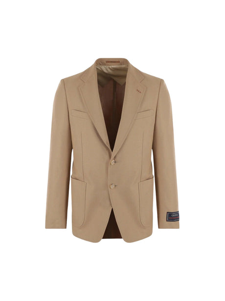 Single-breasted Cotton Gabardine Jacket-GUCCI-JOHN JULIA