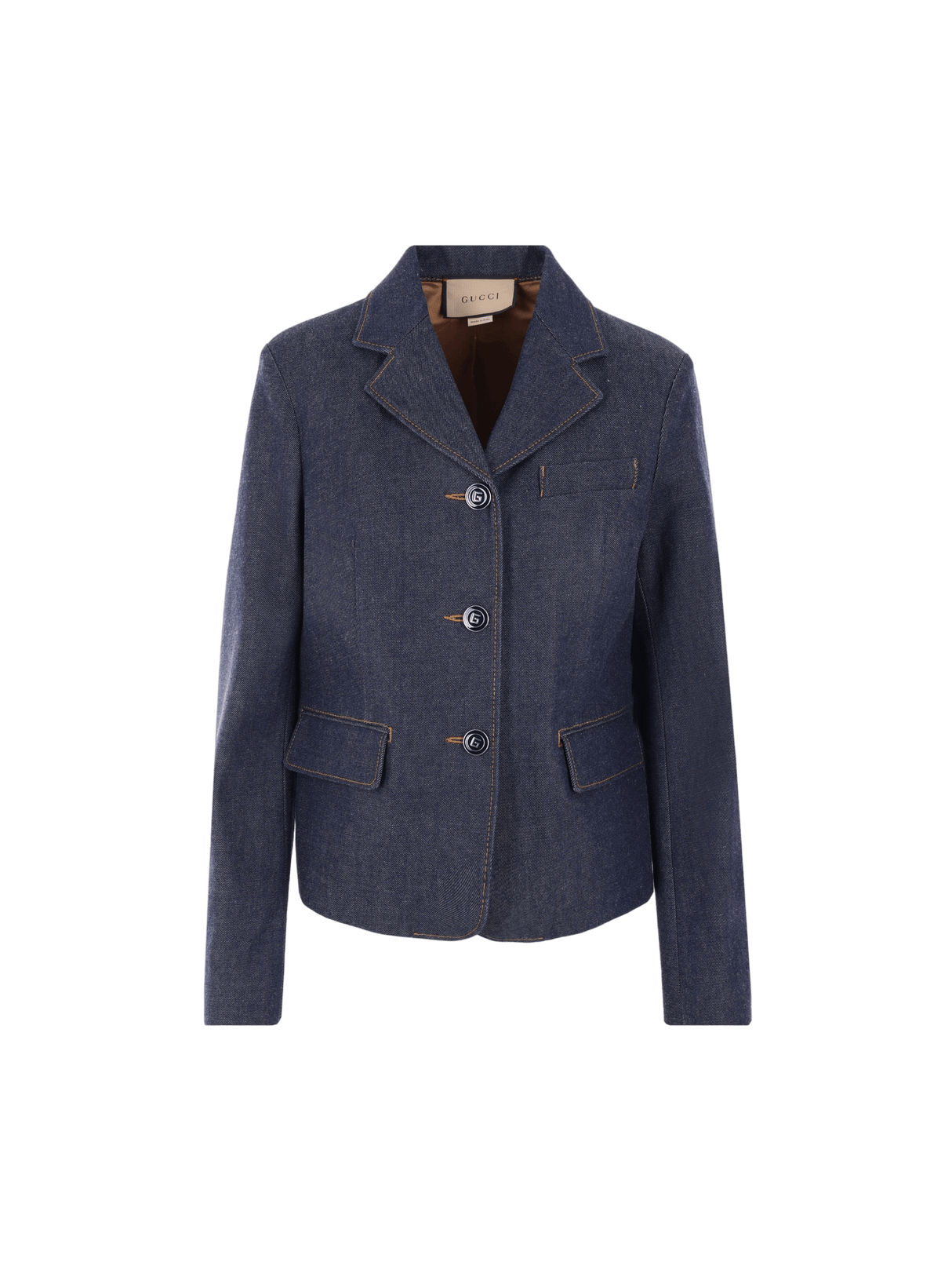 Single-breasted Organic Denim Jacket-GUCCI-JOHN JULIA