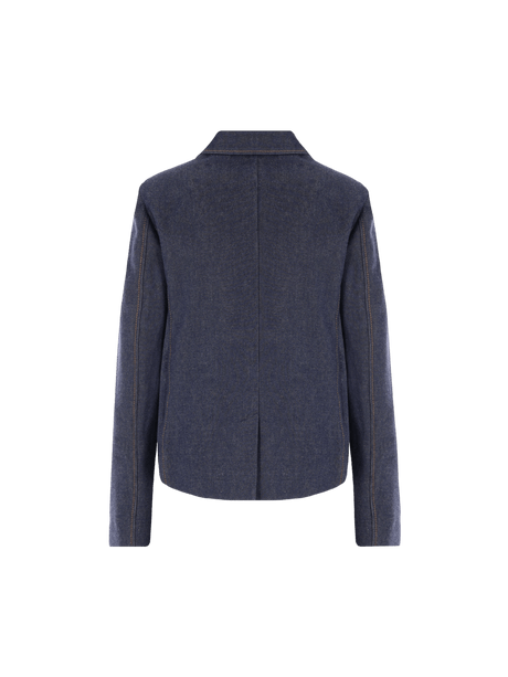 Single-breasted Organic Denim Jacket-GUCCI-JOHN JULIA