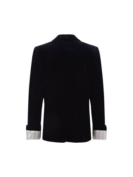 Single-breasted Velvet Jacket-GUCCI-JOHN JULIA