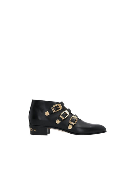 Smooth Leather Buckle Ankle Boots-GUCCI-JOHN JULIA