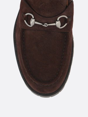 Horsebit-detailed Suede Loafers-GUCCI-JOHN JULIA