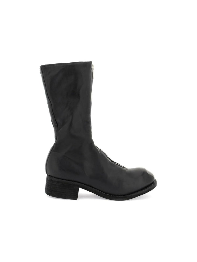 Horse Leather Front Zip Boots GUIDI