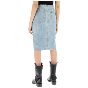 Bleach Blue Tiger Organic Cotton Knee-Length Skirt HAIKURE JOHN JULIA.