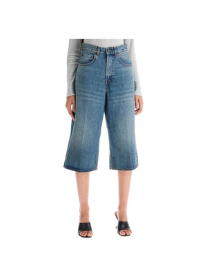 HAIKURE-Knee Length Denim Shorts-JOHN JULIA