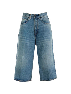 HAIKURE-Knee Length Denim Shorts-JOHN JULIA