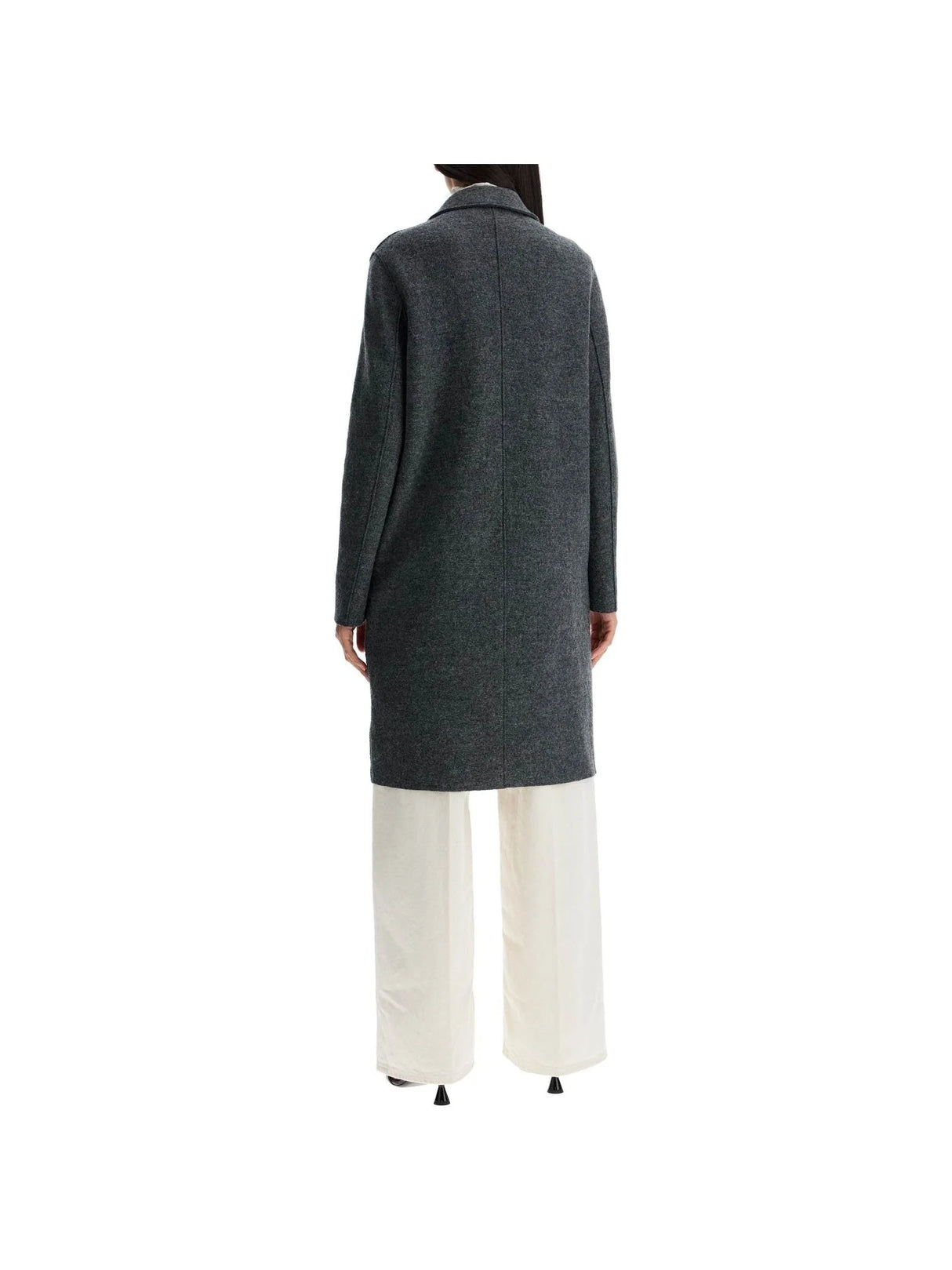 Single-breasted Wool Coat In Boiled