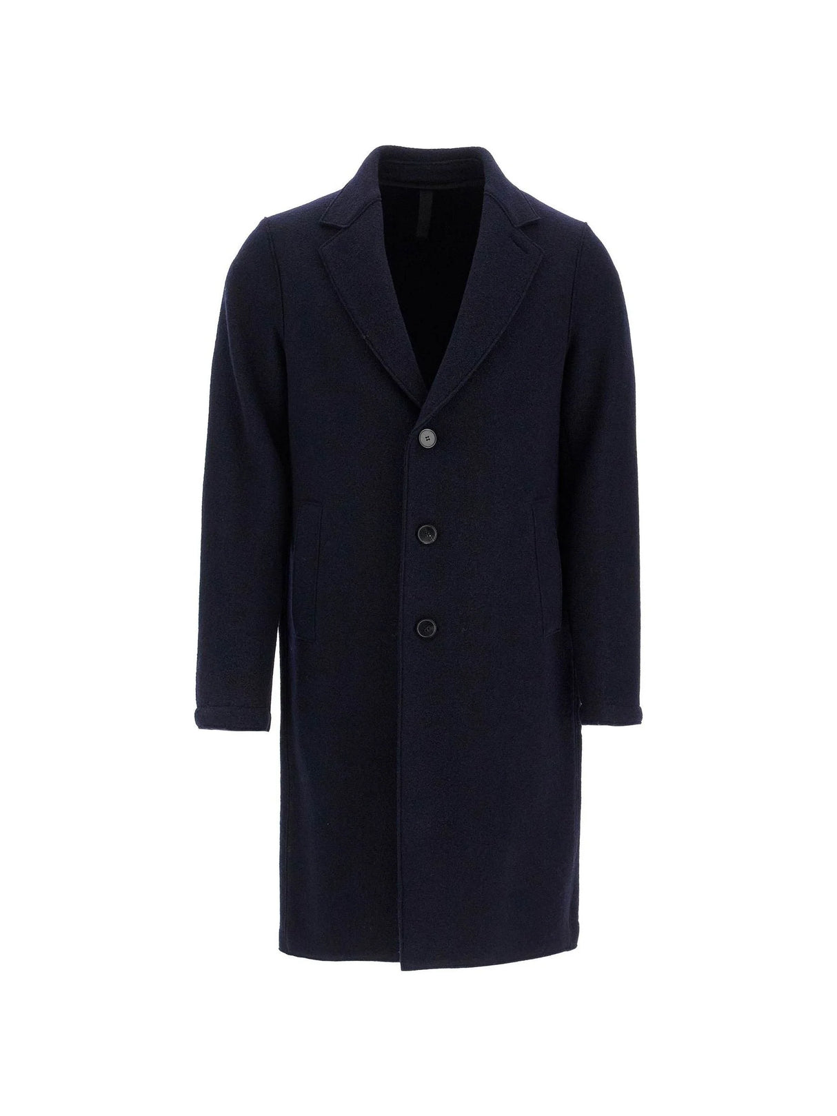 Single-breasted Wool Coat In Boiled