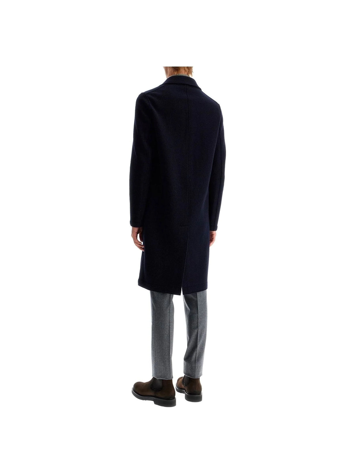 Single-breasted Wool Coat In Boiled