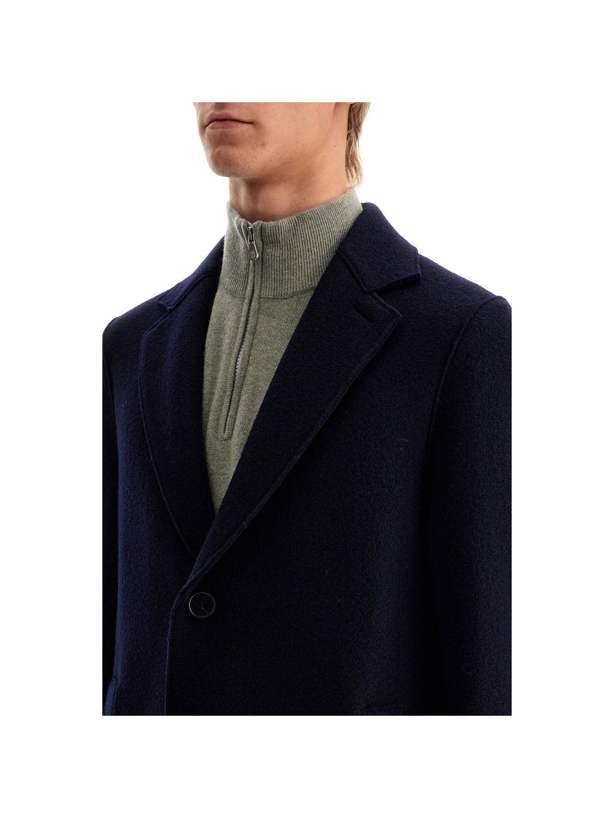 Single-breasted Wool Coat In Boiled