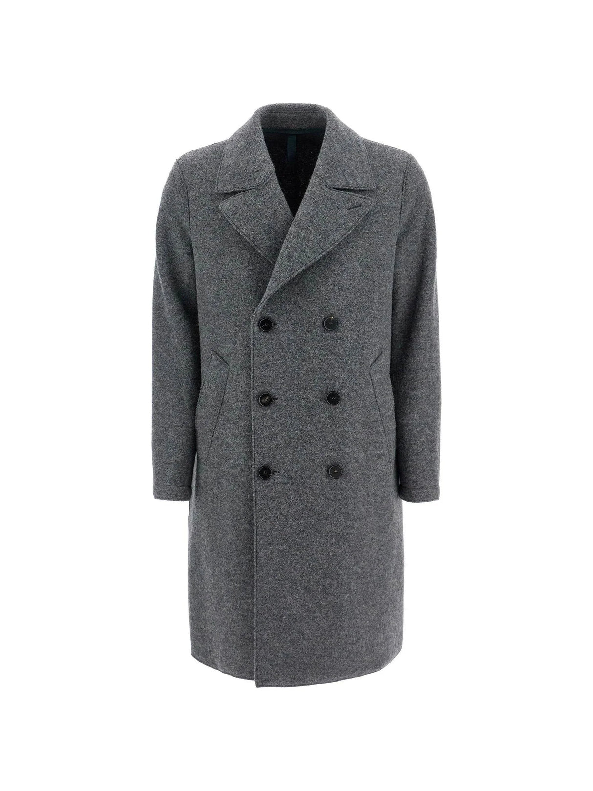 Double-breasted Wool Coat In Boiled