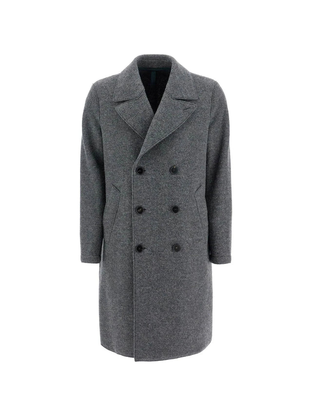 Double-breasted Wool Coat In Boiled