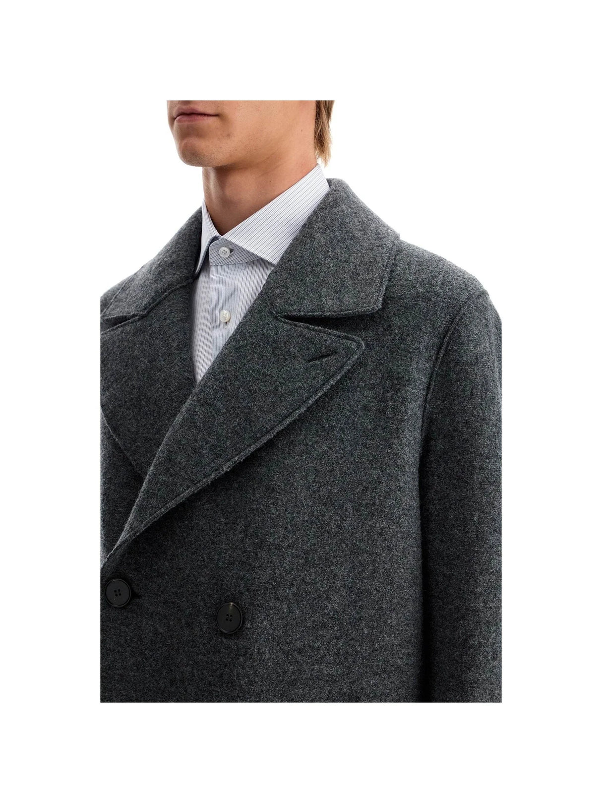 Double-breasted Wool Coat In Boiled