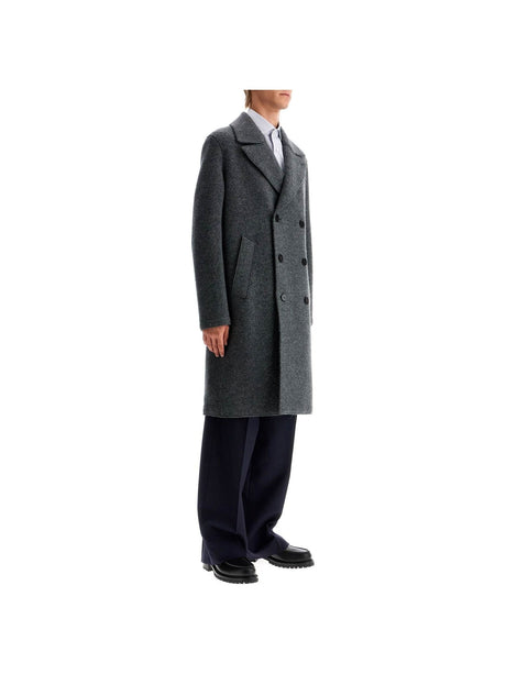 Double-breasted Wool Coat In Boiled