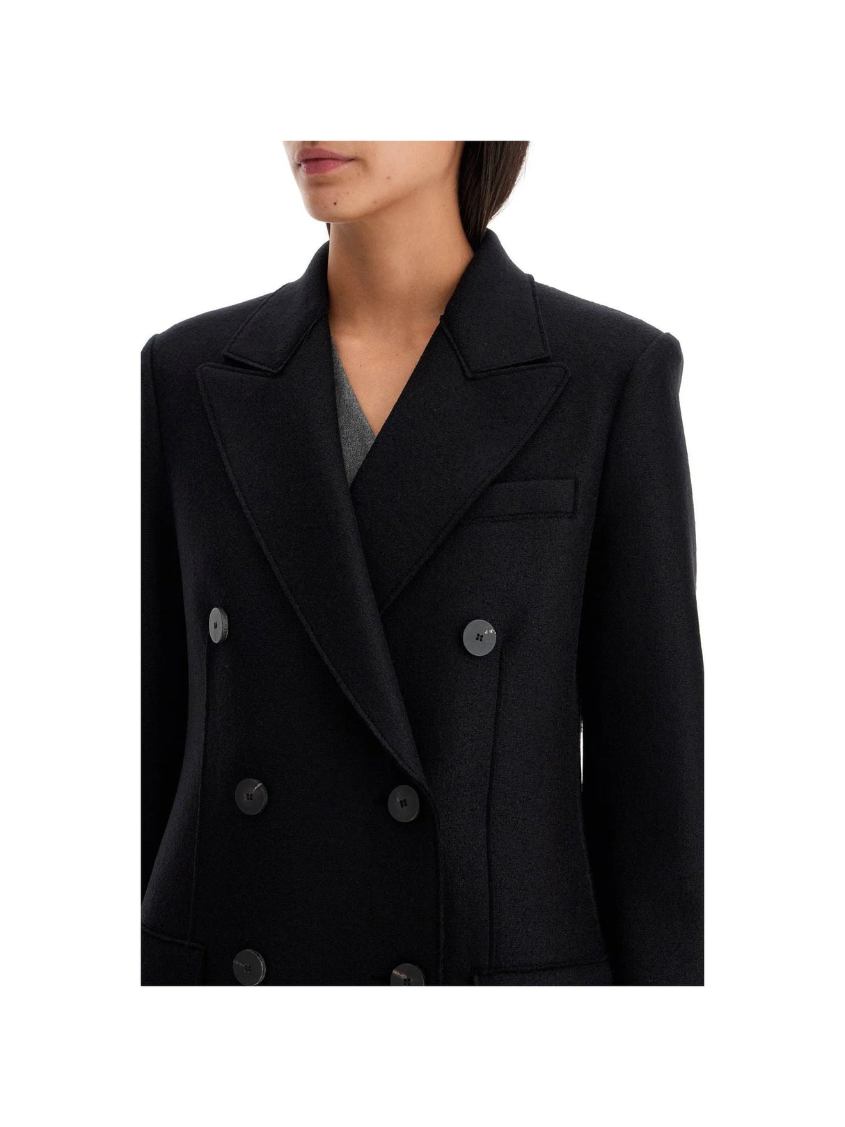 Double-breasted Pressed Wool Coat