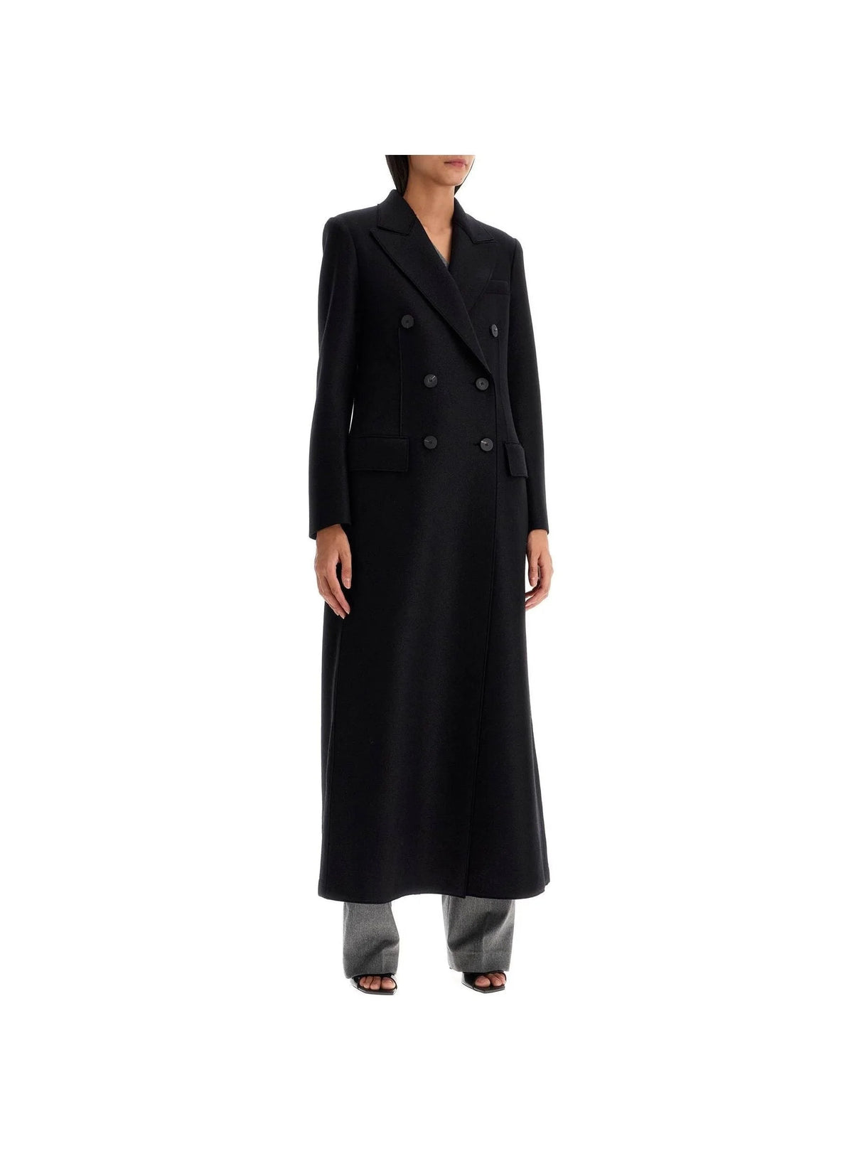 Double-breasted Pressed Wool Coat