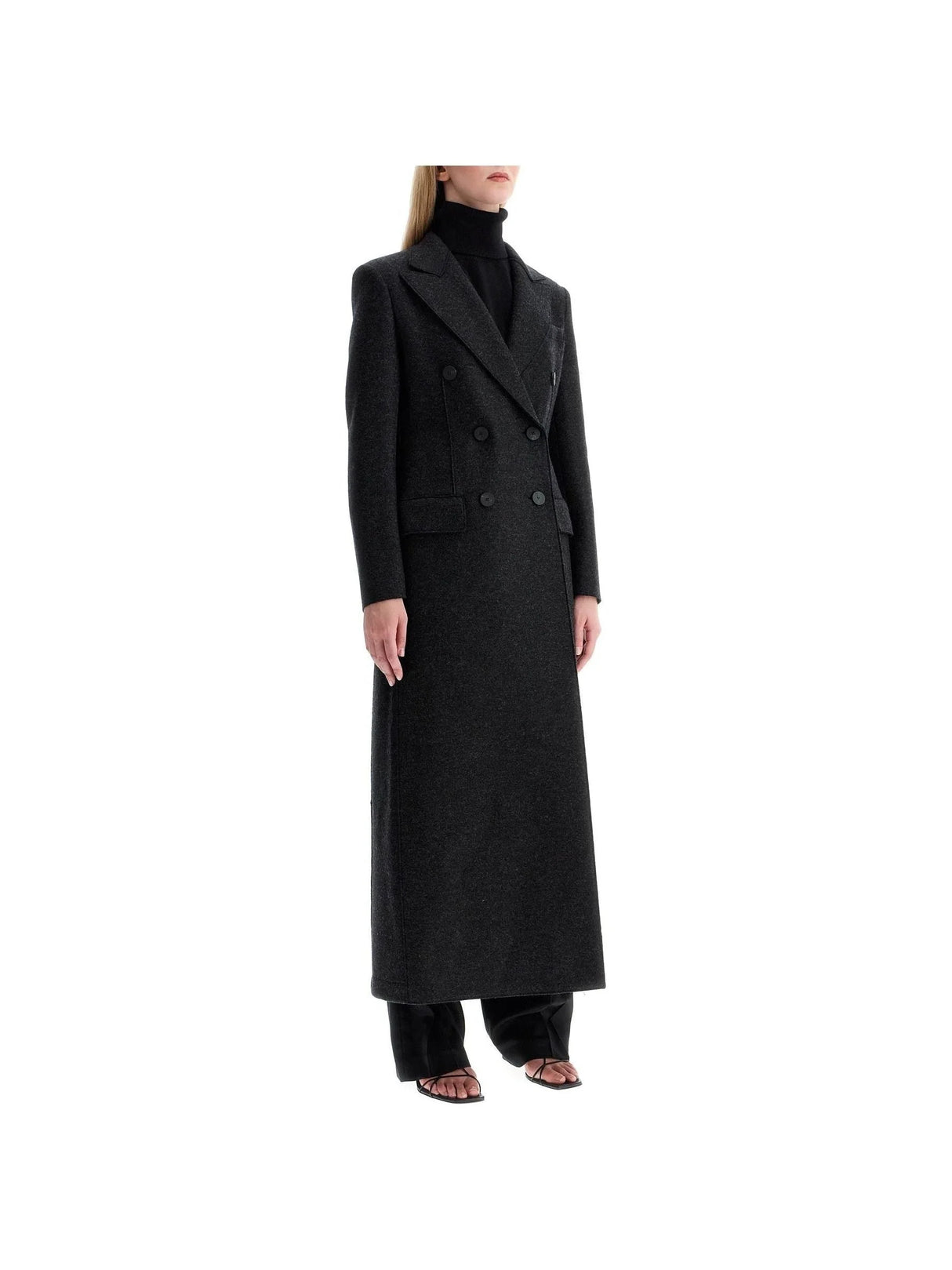 Double-breasted Pressed Wool Coat