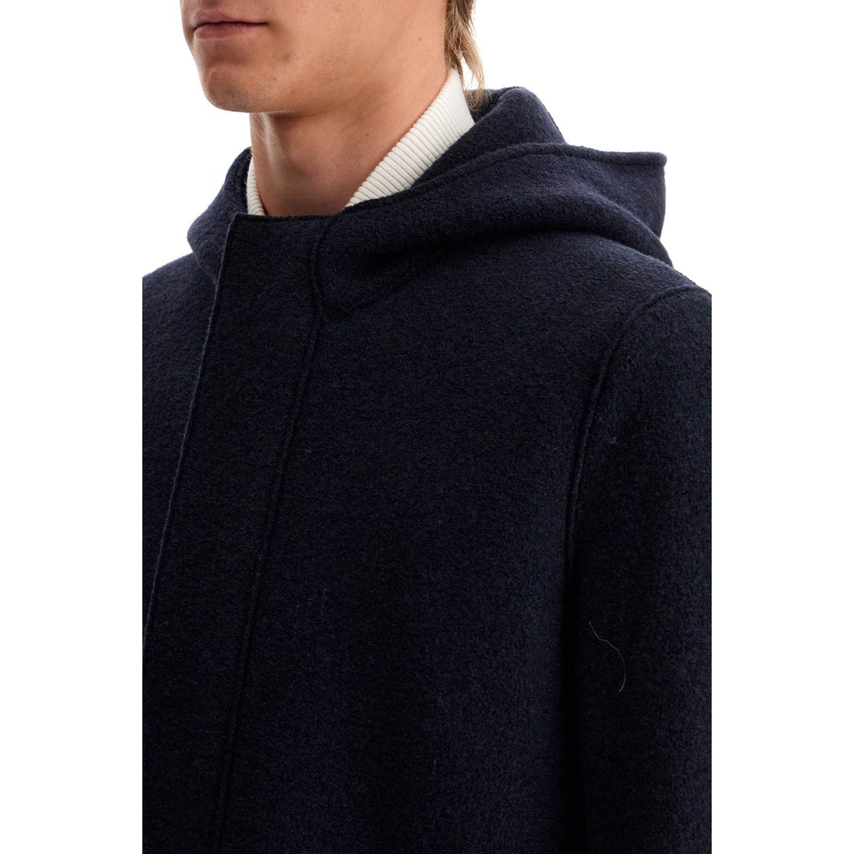 Hooded Wool Coat In Boiled Wool