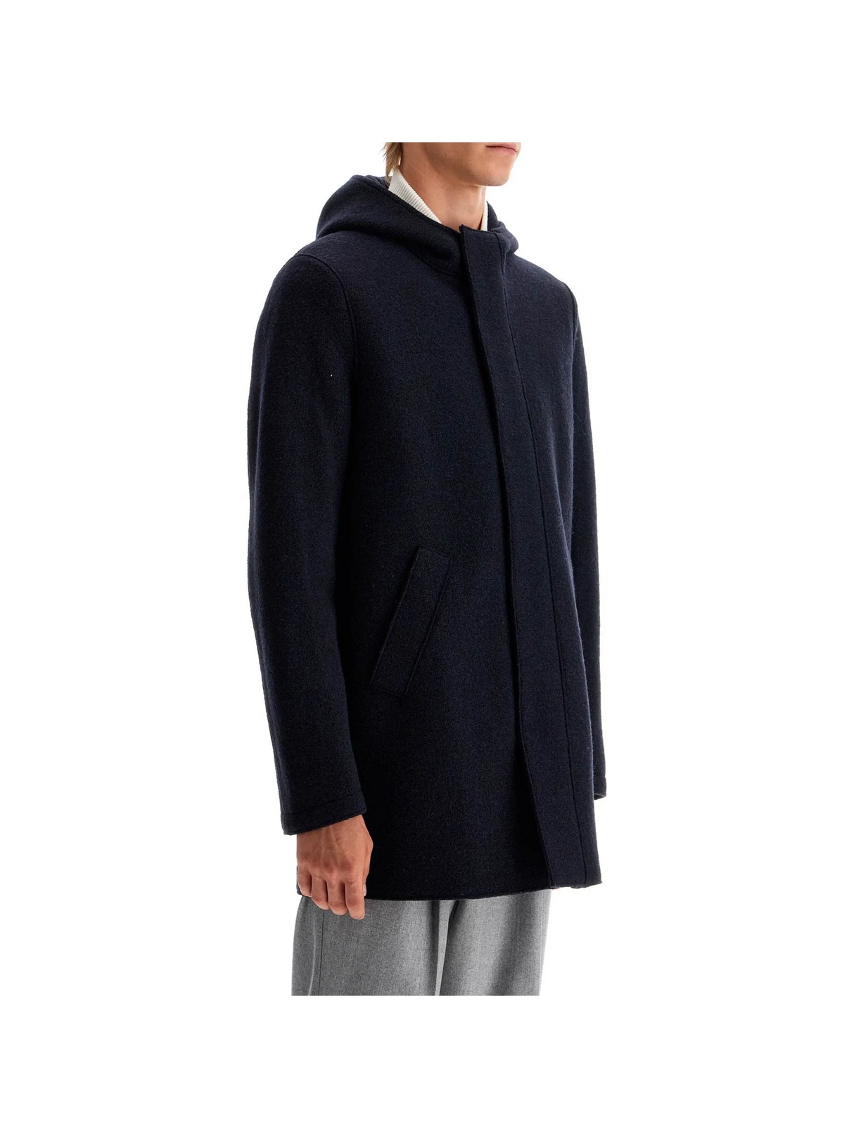 Hooded Wool Coat In Boiled Wool