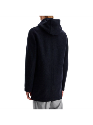 Hooded Wool Coat In Boiled Wool