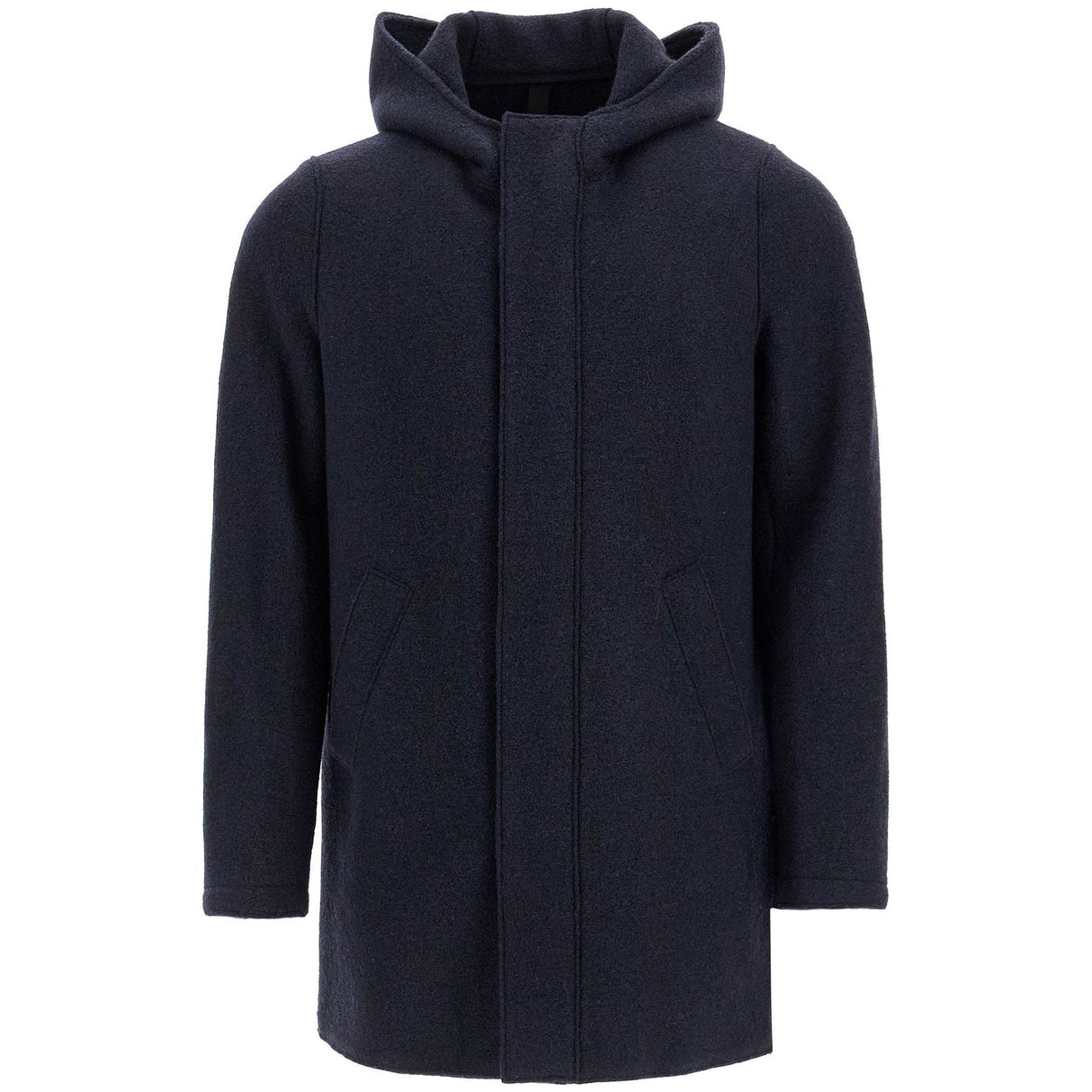 Hooded Wool Coat In Boiled Wool