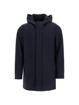 Hooded Wool Coat In Boiled Wool