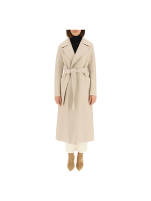 Long Pressed Wool Belted Coat - Women > Clothing > Outerwear > Coats