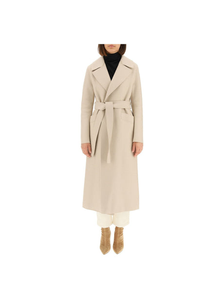 Long Pressed Wool Belted Coat