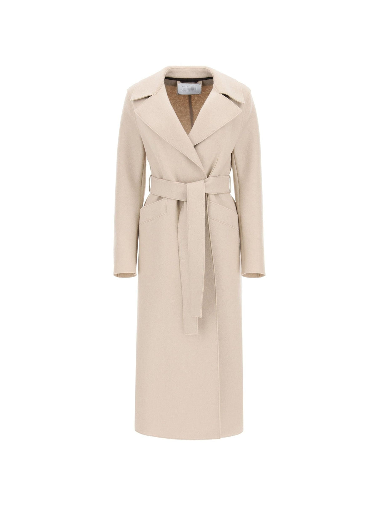 Long Pressed Wool Belted Coat