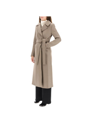 HARRIS WHARF LONDON-Long Pressed Wool Belted Coat-JOHN JULIA