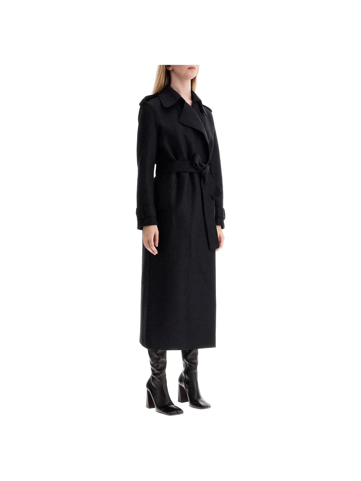 Pressed Wool Robe Coat With Nine Words