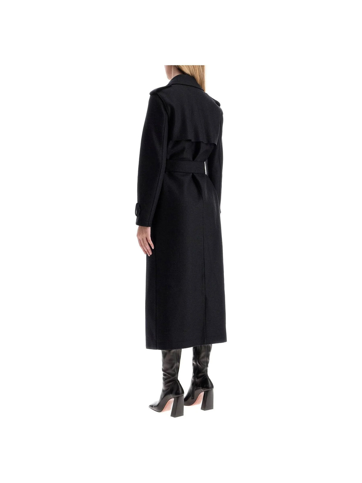 Pressed Wool Robe Coat With Nine Words