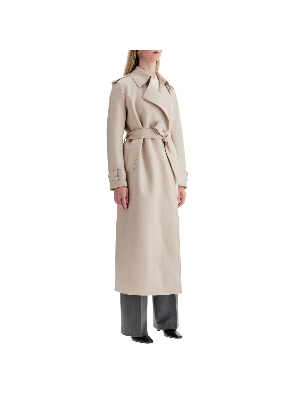 Pressed Wool Robe Coat With Nine Words